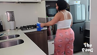 A Latina Teen And Her Roommate Get Intimate In The Kitchen